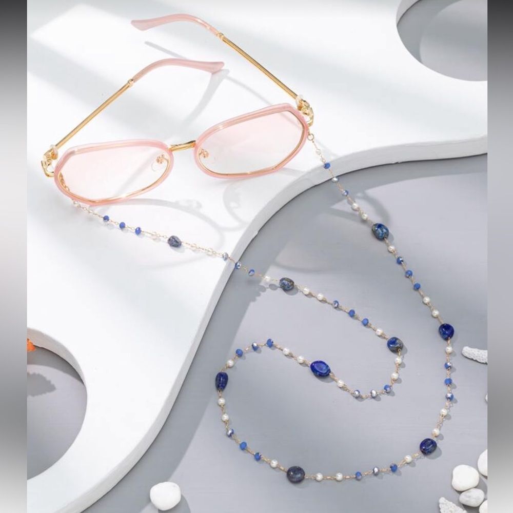 Blue Beaded eyeglass glass chain A1603 - Picture 2 of 3